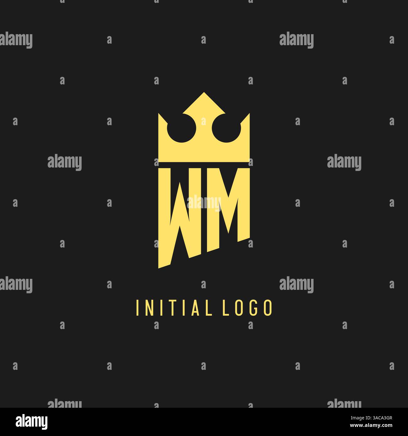 Monogram WM logo shield crown shape, elegant and luxury initial logo style vector graphic Stock Vector