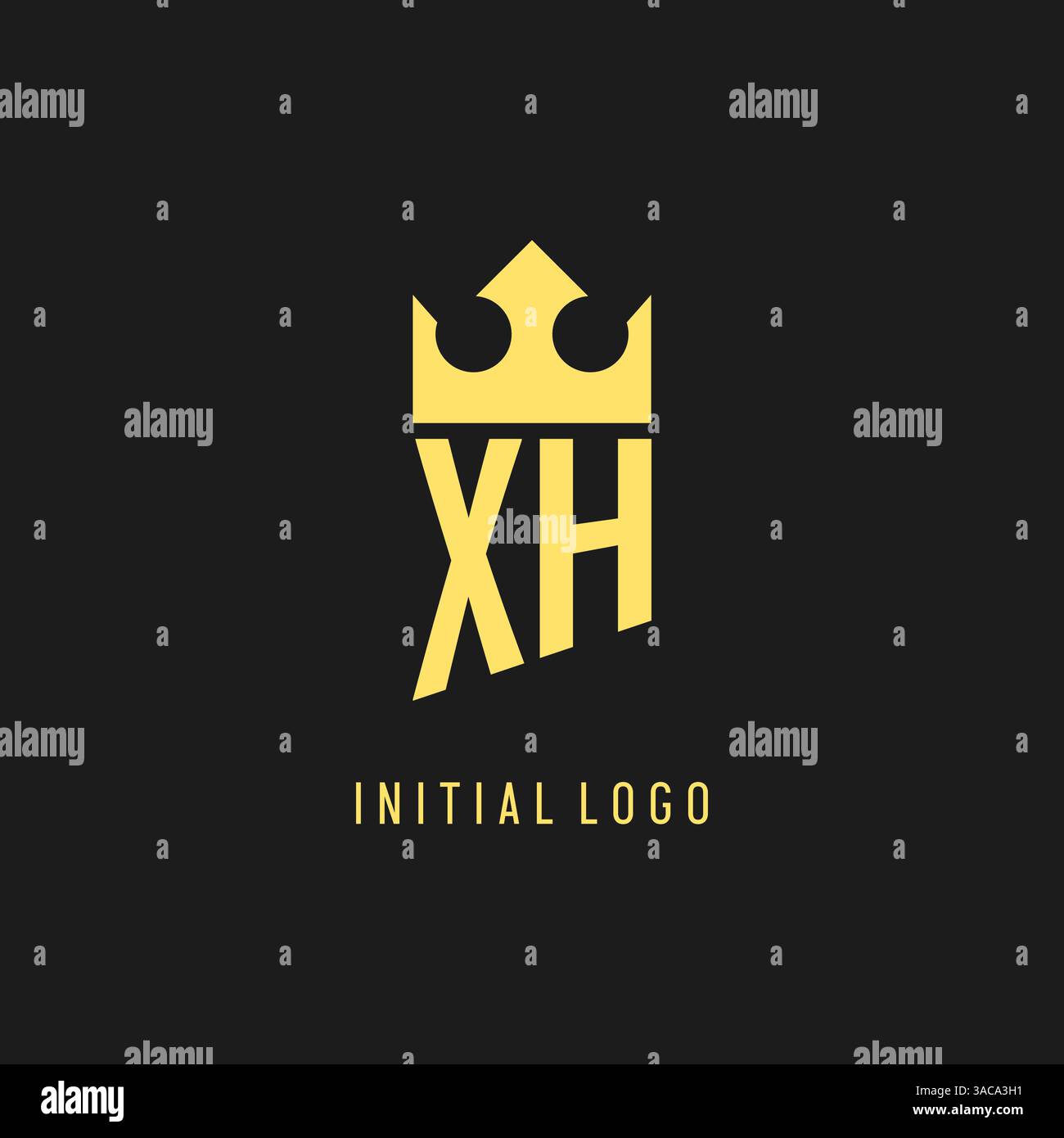 Monogram XH logo shield crown shape, elegant and luxury initial logo style vector graphic Stock Vector