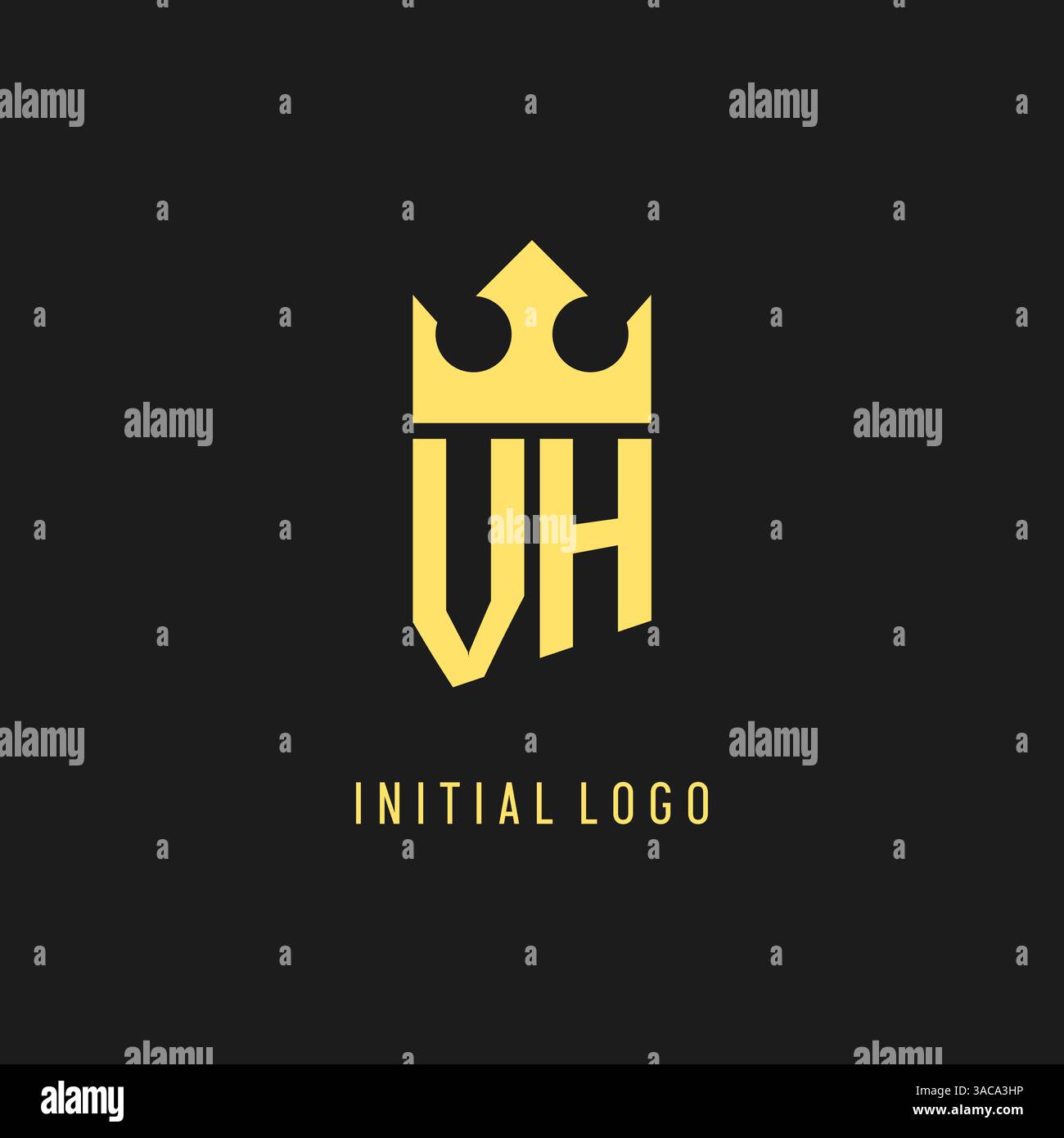 Monogram VH logo shield crown shape, elegant and luxury initial logo style vector graphic Stock Vector