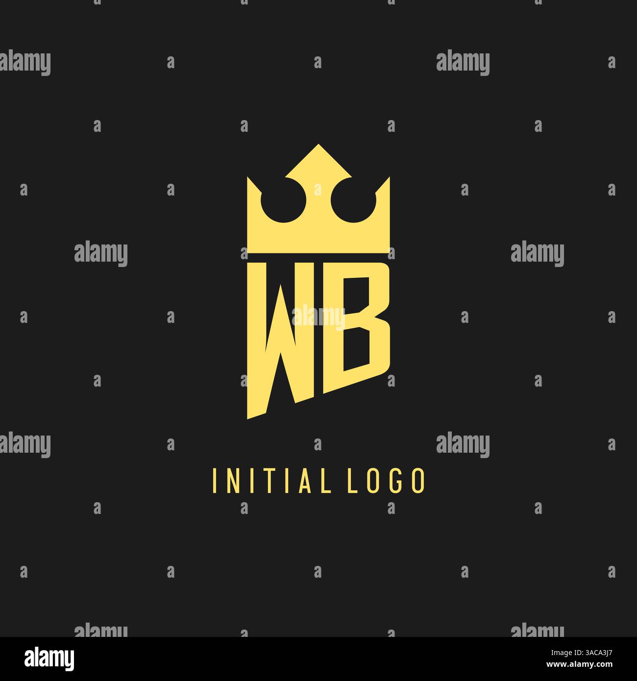 Monogram WB logo shield crown shape, elegant and luxury initial logo style vector graphic Stock Vector