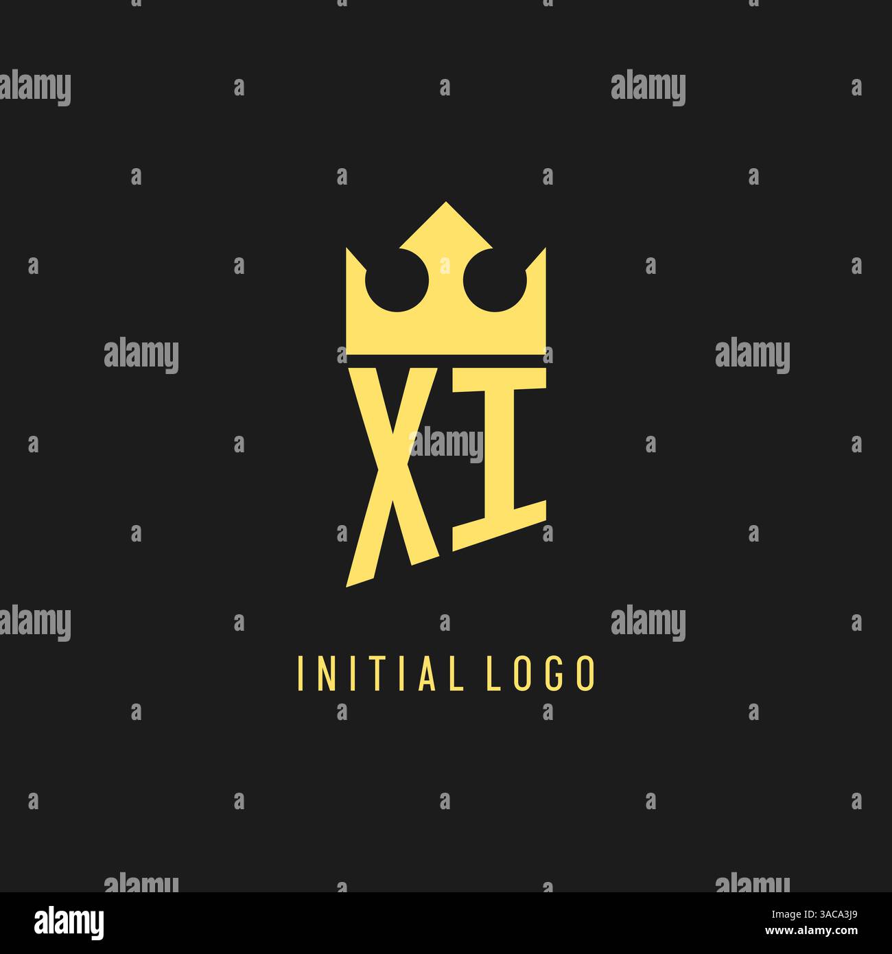 Monogram XI logo shield crown shape, elegant and luxury initial logo style vector graphic Stock Vector