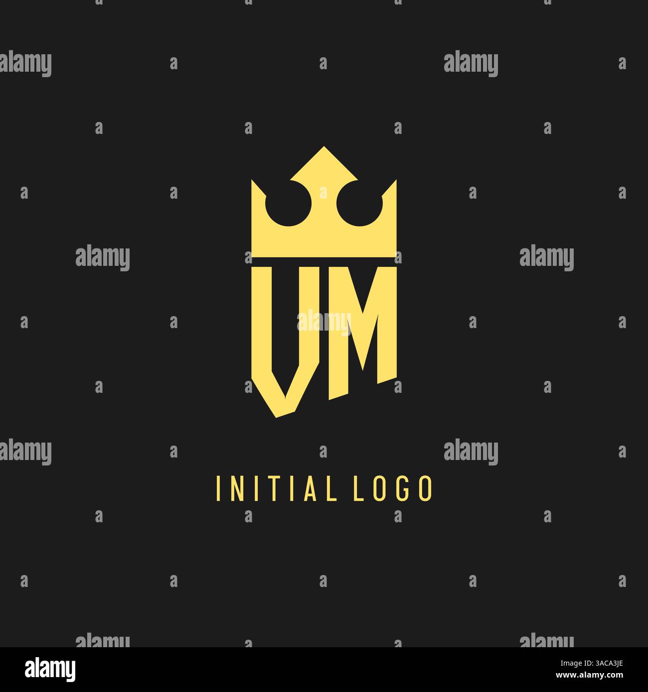 Monogram VM logo shield crown shape, elegant and luxury initial logo style vector graphic Stock Vector