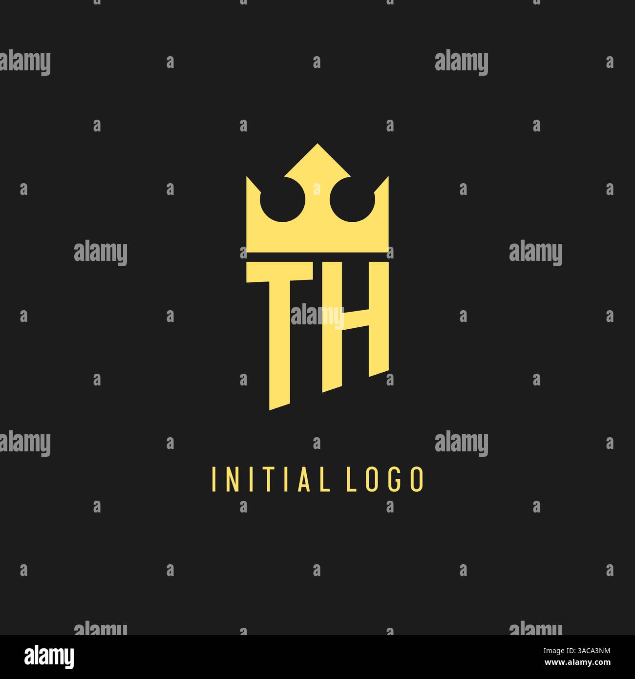 Monogram TH logo shield crown shape, elegant and luxury initial logo style vector graphic Stock Vector