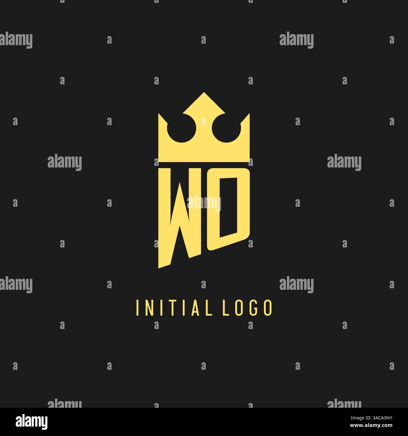 Monogram WO logo shield crown shape, elegant and luxury initial logo style vector graphic Stock Vector