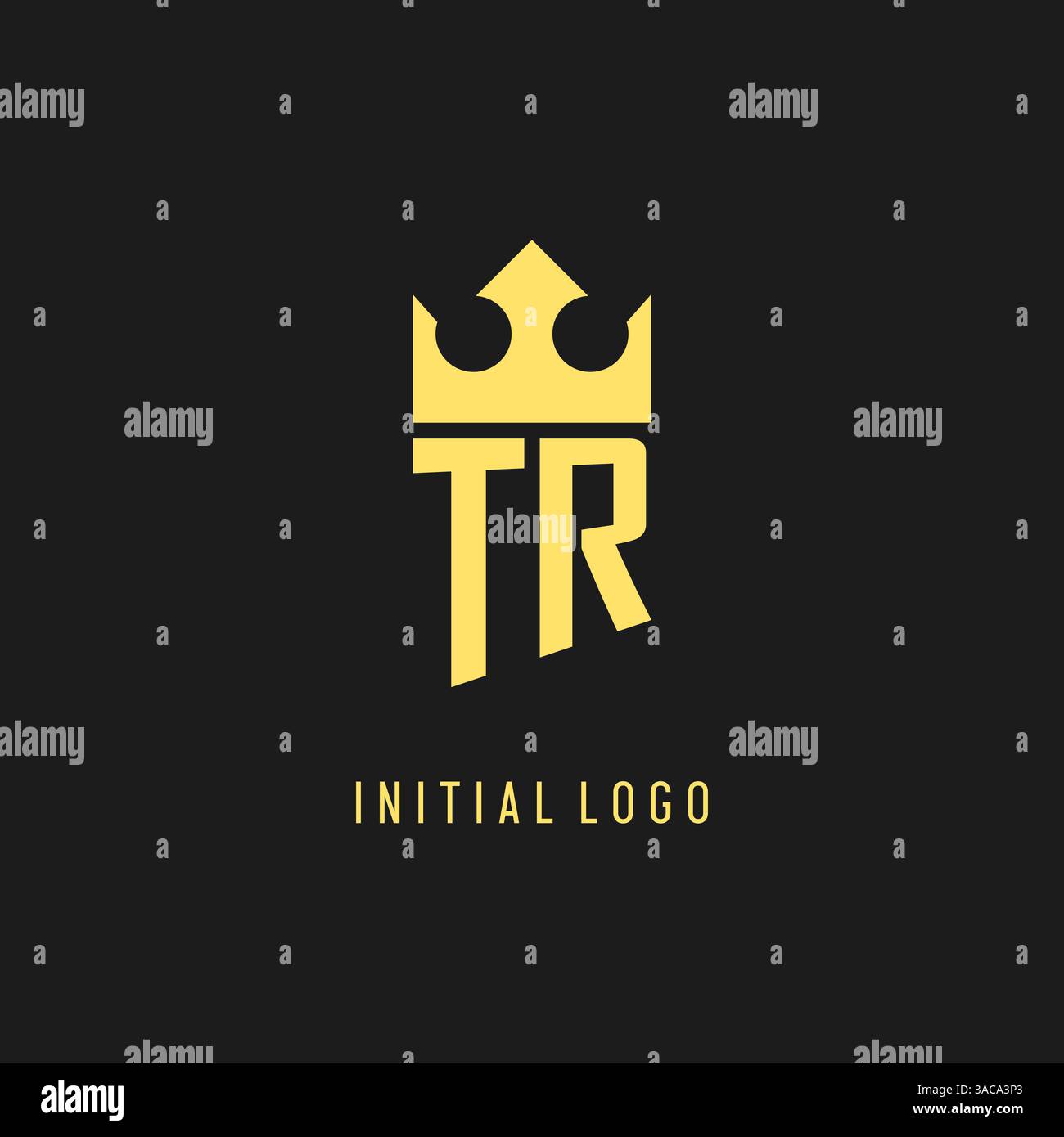 Monogram TR logo shield crown shape, elegant and luxury initial logo style vector graphic Stock Vector
