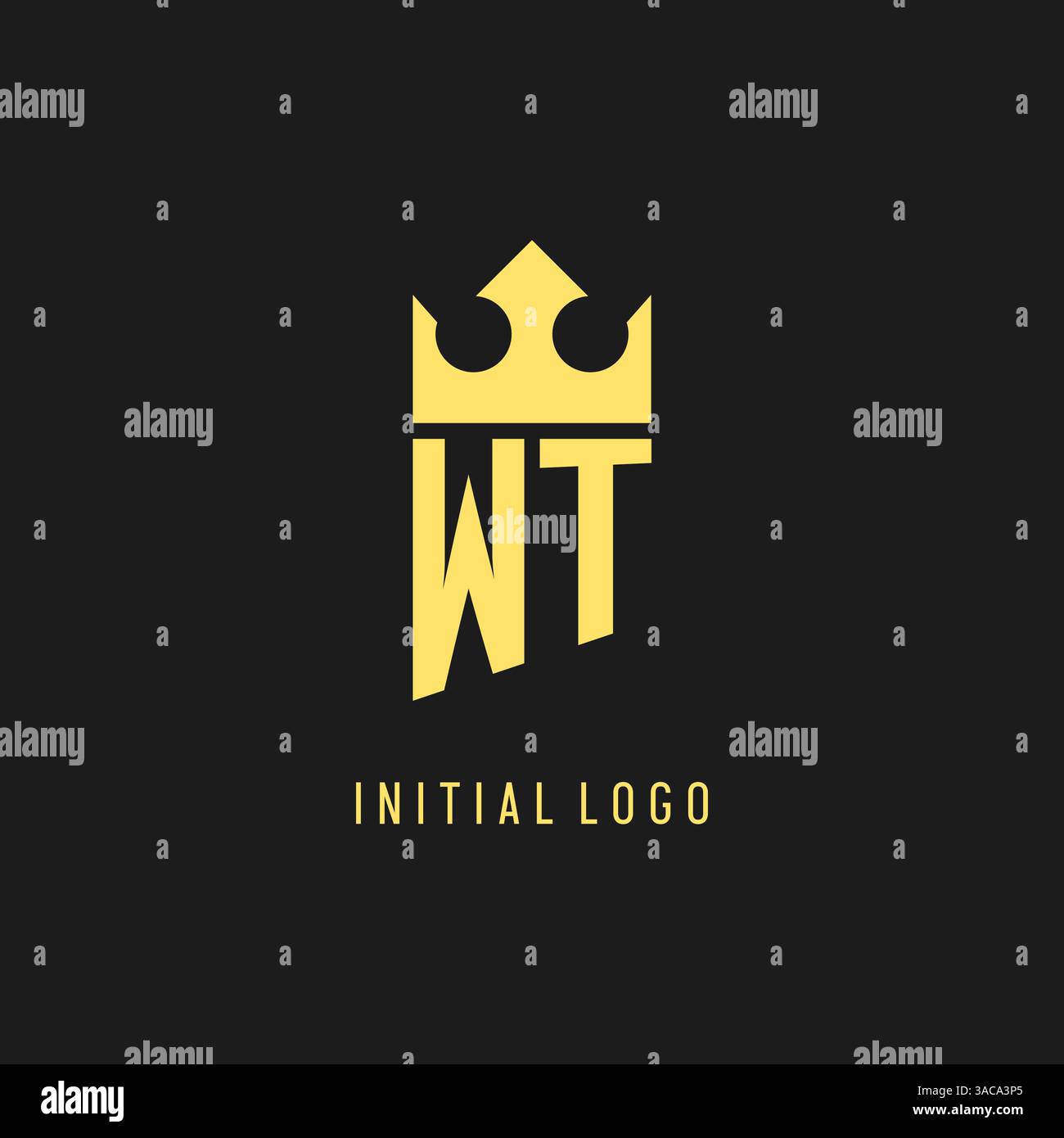 Monogram WT logo shield crown shape, elegant and luxury initial logo style vector graphic Stock Vector