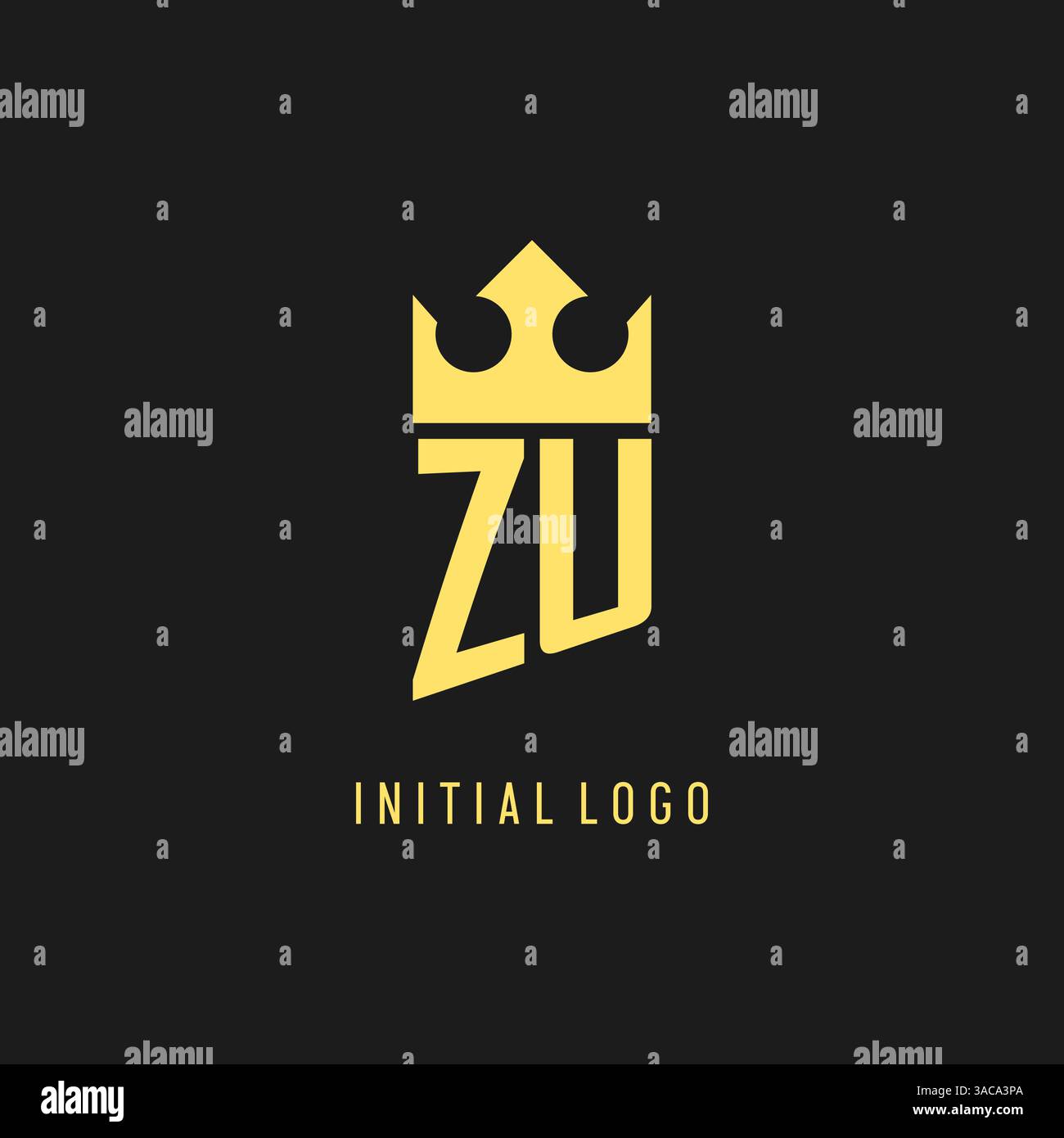 Monogram ZU logo shield crown shape, elegant and luxury initial logo style vector graphic Stock Vector