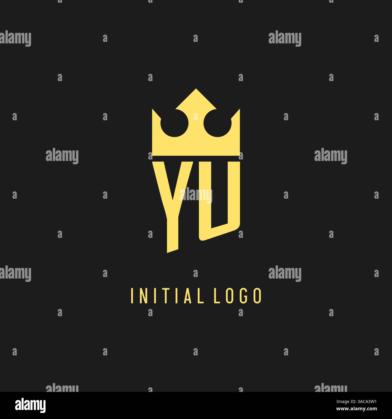 Monogram YU logo shield crown shape, elegant and luxury initial logo style vector graphic Stock Vector