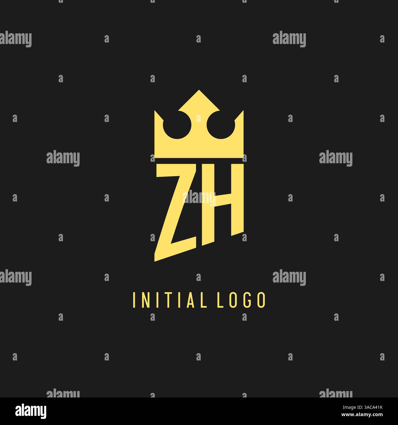 Monogram ZH logo shield crown shape, elegant and luxury initial logo style vector graphic Stock Vector