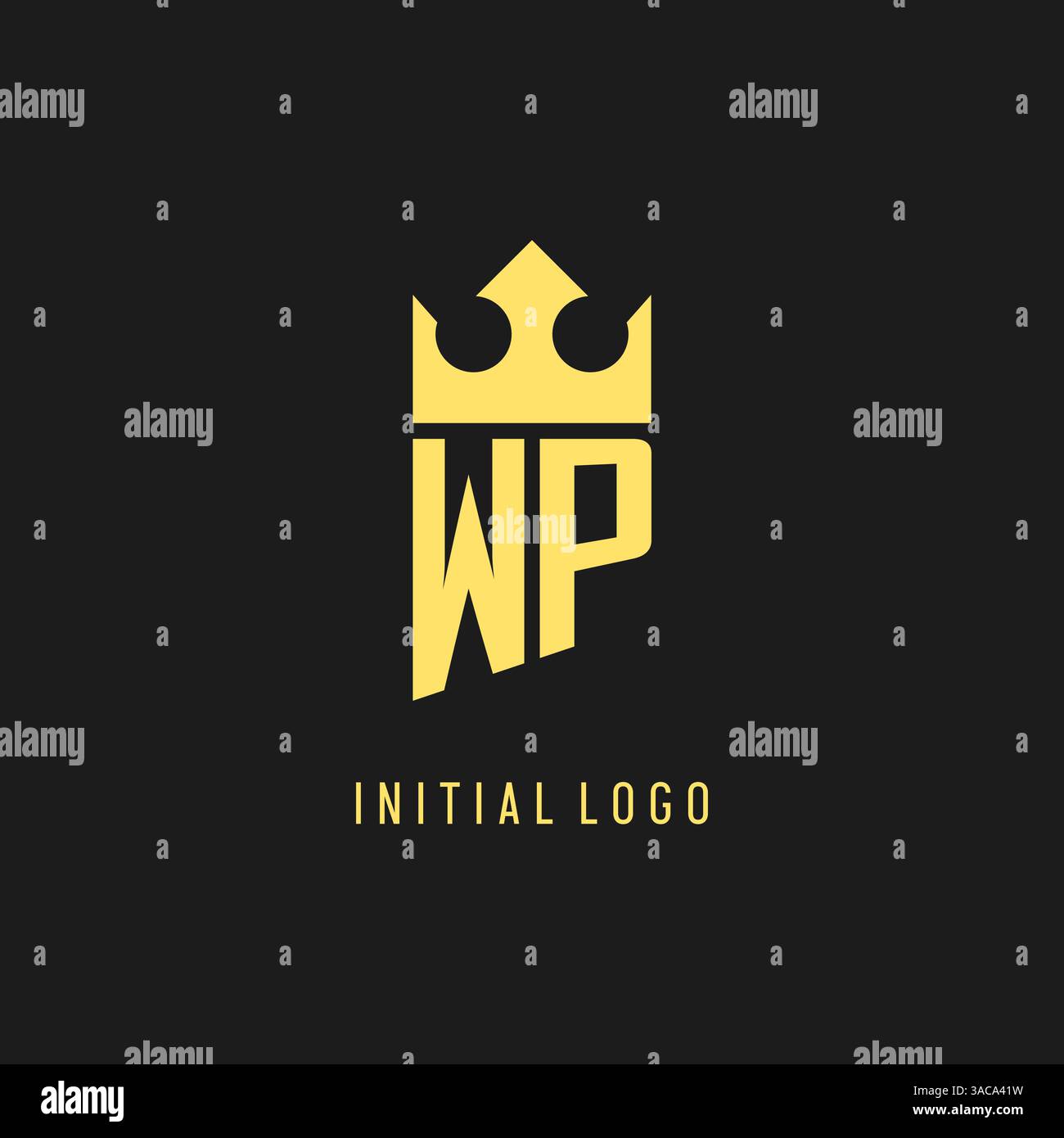 Monogram WP logo shield crown shape, elegant and luxury initial logo style vector graphic Stock Vector