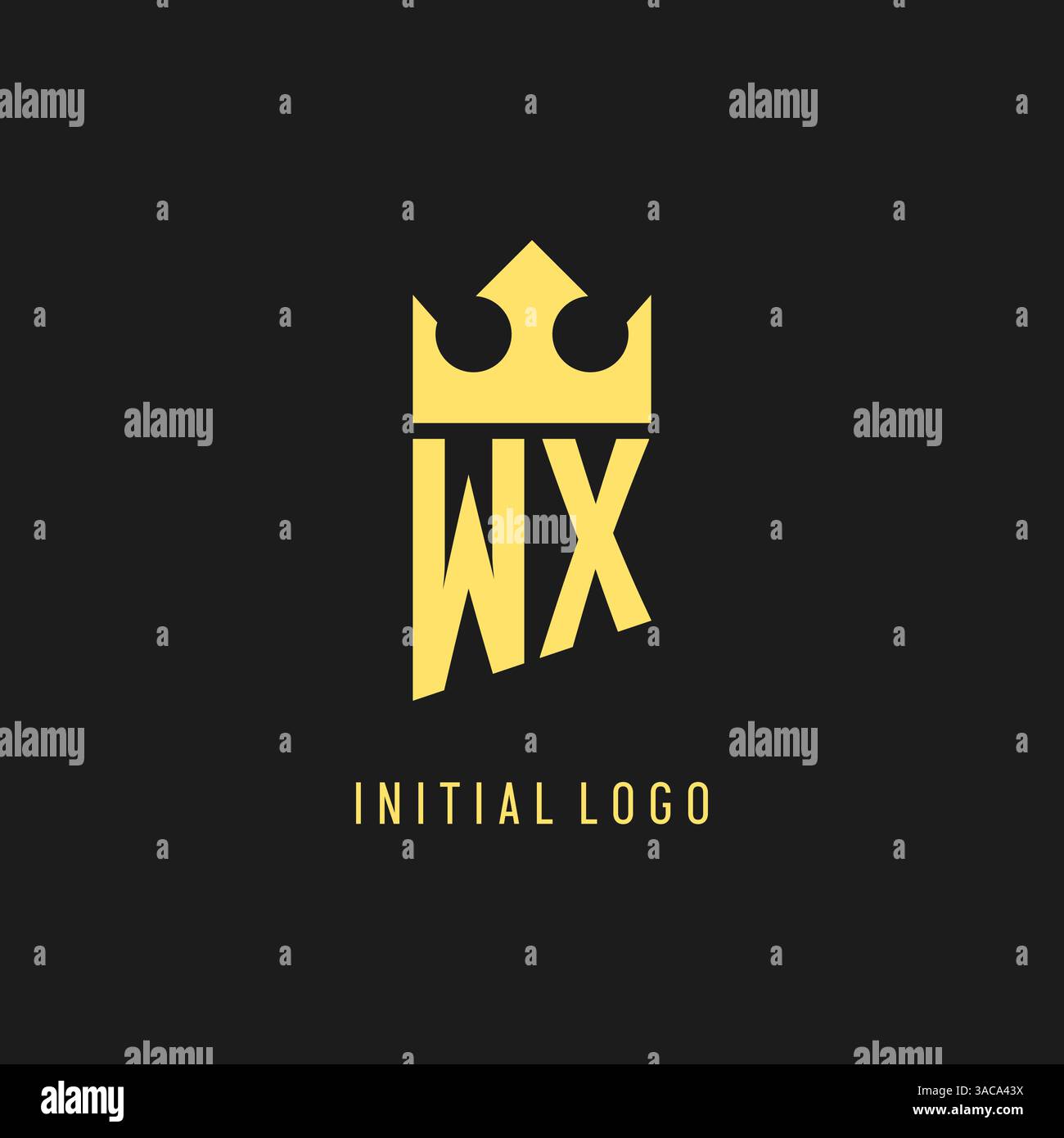 Monogram WX logo shield crown shape, elegant and luxury initial logo style vector graphic Stock Vector
