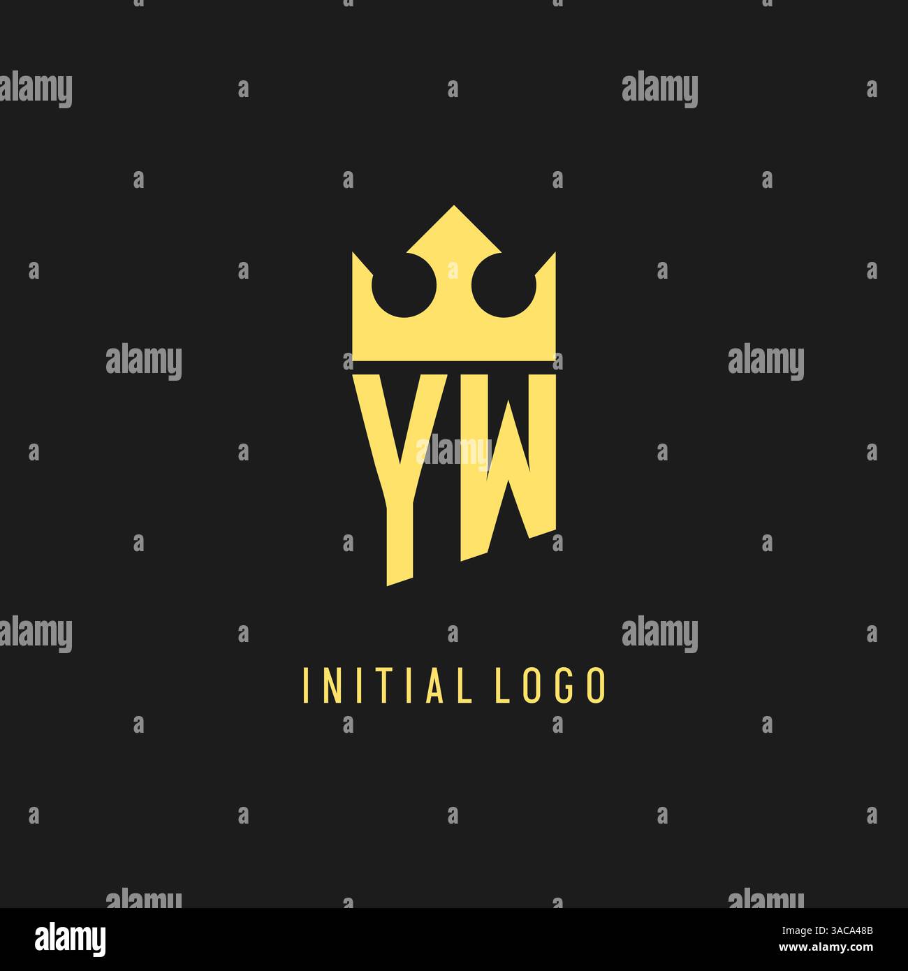 Monogram YW logo shield crown shape, elegant and luxury initial logo style vector graphic Stock Vector