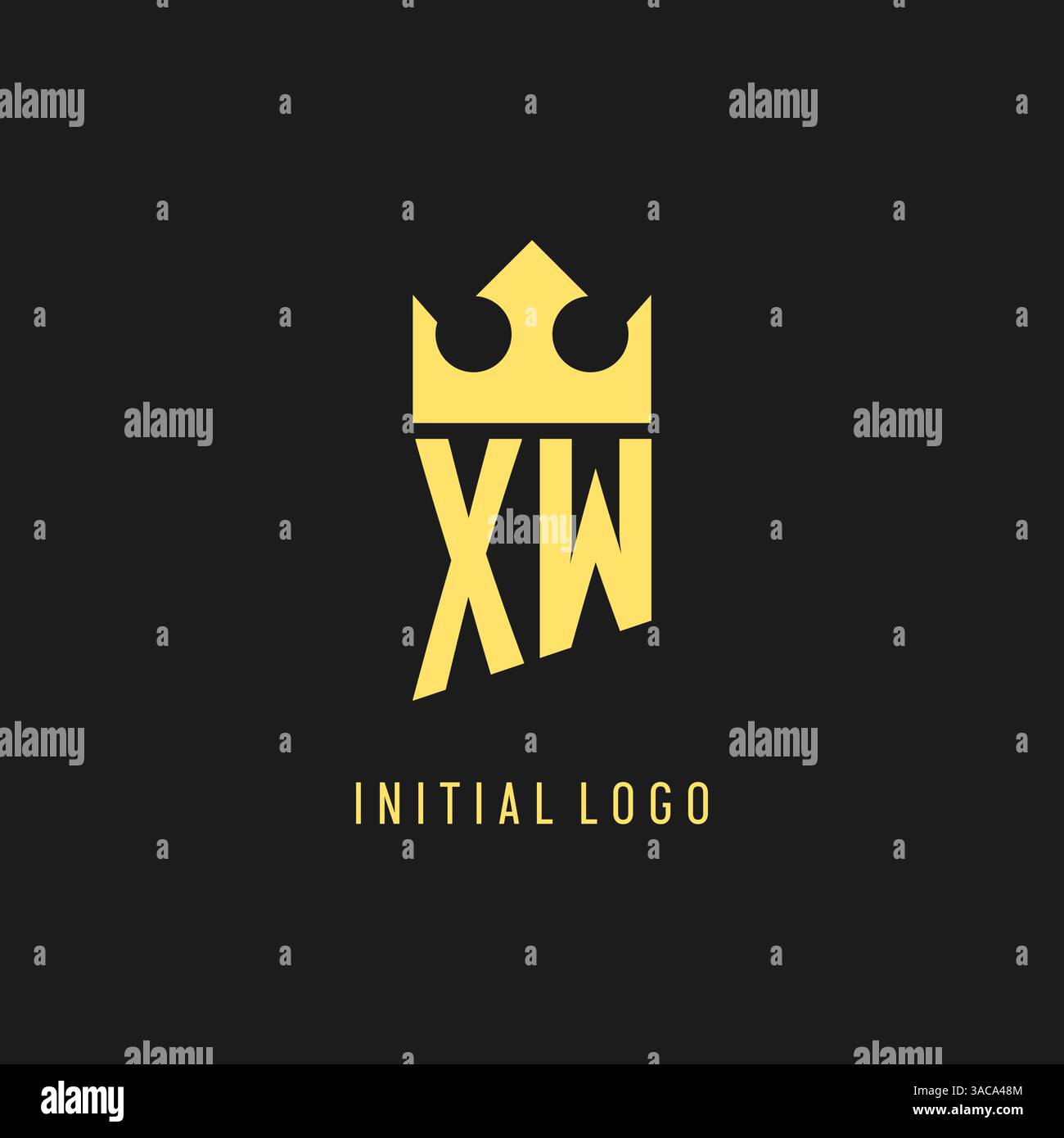 Monogram XW logo shield crown shape, elegant and luxury initial logo style vector graphic Stock Vector