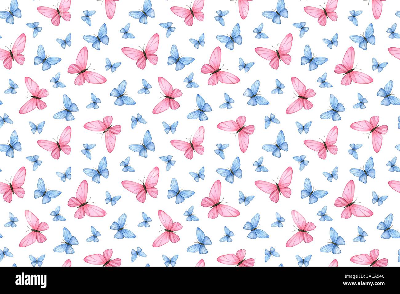 Seamless pattern with delicate flying blue and pink butterflies ...