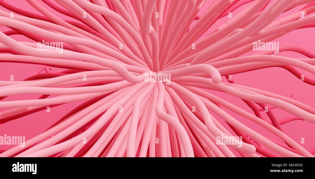 Point explode. Array with dynamic emitted particles. 3d technology style. Abstract background. Vector illustration. Stock Vector