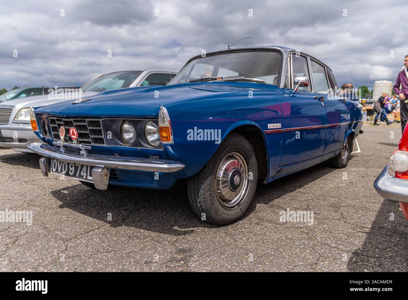 Llandow, Wales - June 30, 2024: Blue classic Rover 2000, four door ...