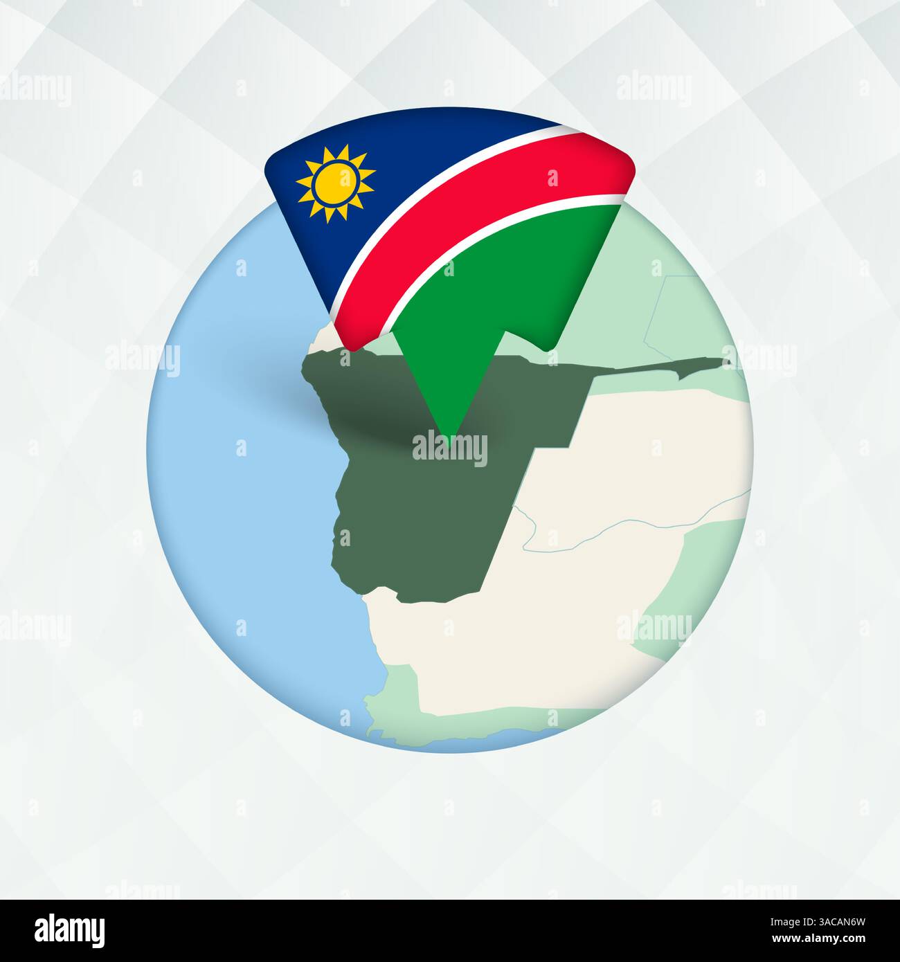 Namibia Map Highlighted with Flag Marker. Flag Pointer on Geographic ...