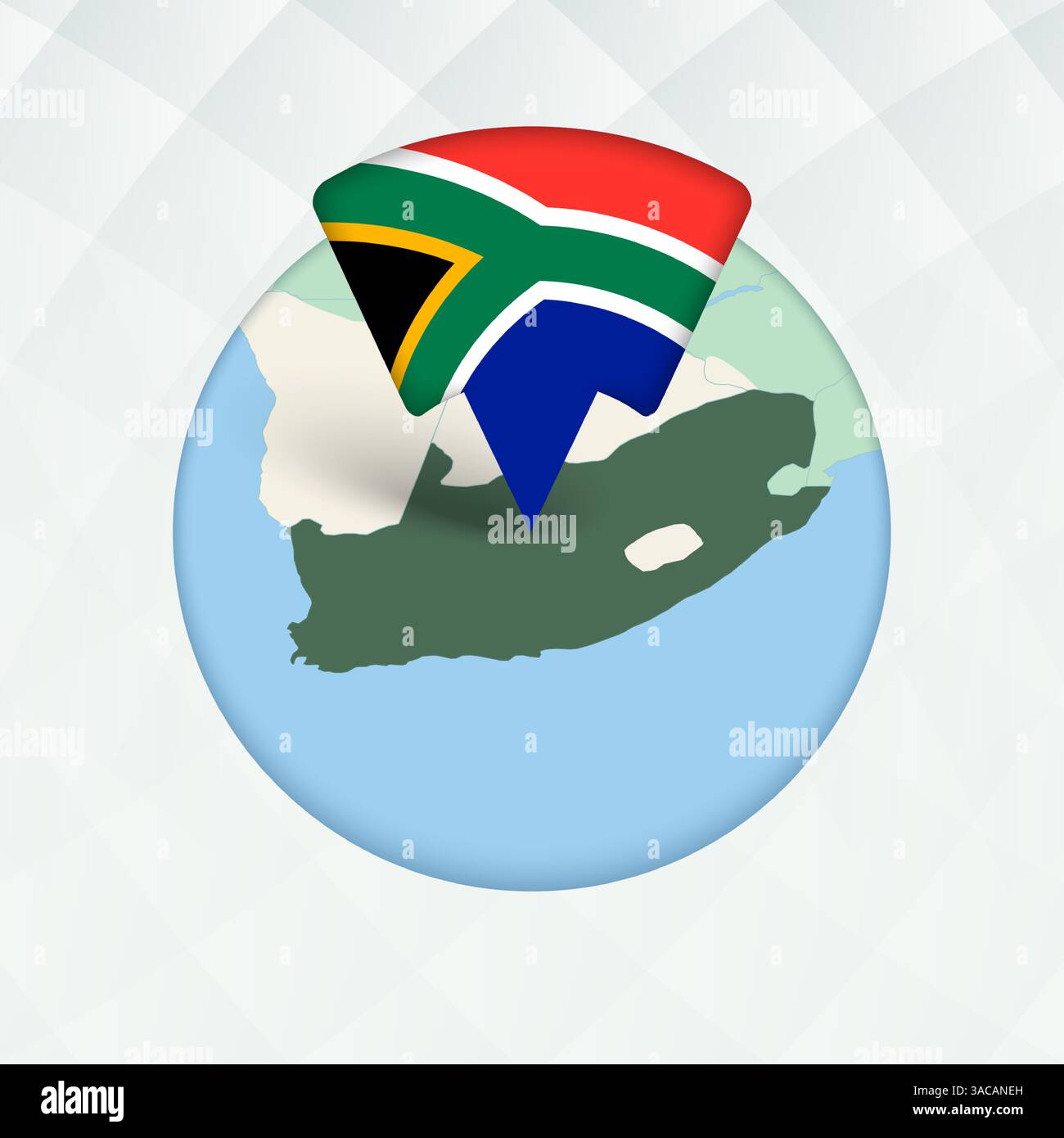 South Africa Map Highlighted with Flag Marker. Flag Pointer on ...