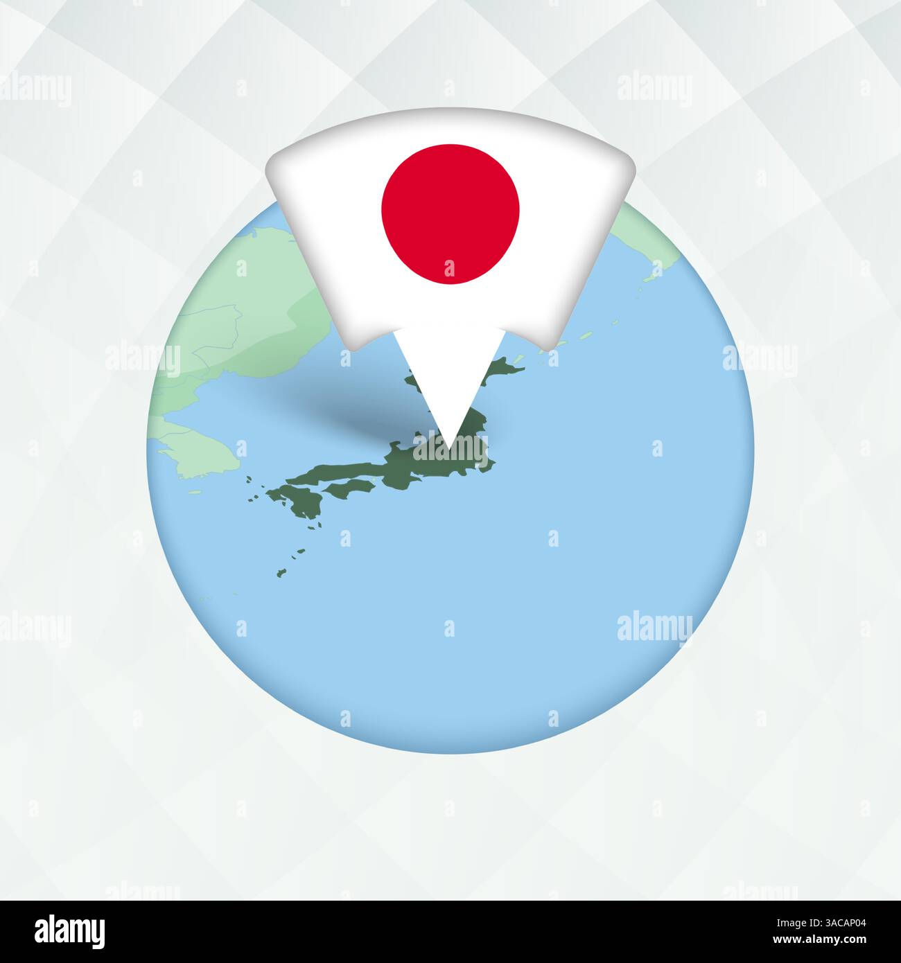 Japan Map Highlighted with Flag Marker. Flag Pointer on Geographic Map ...