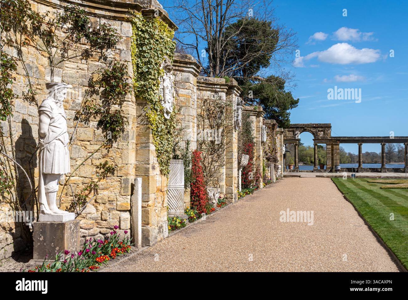 The Italian Garden at Hever Castle during late March or spring, Kent ...