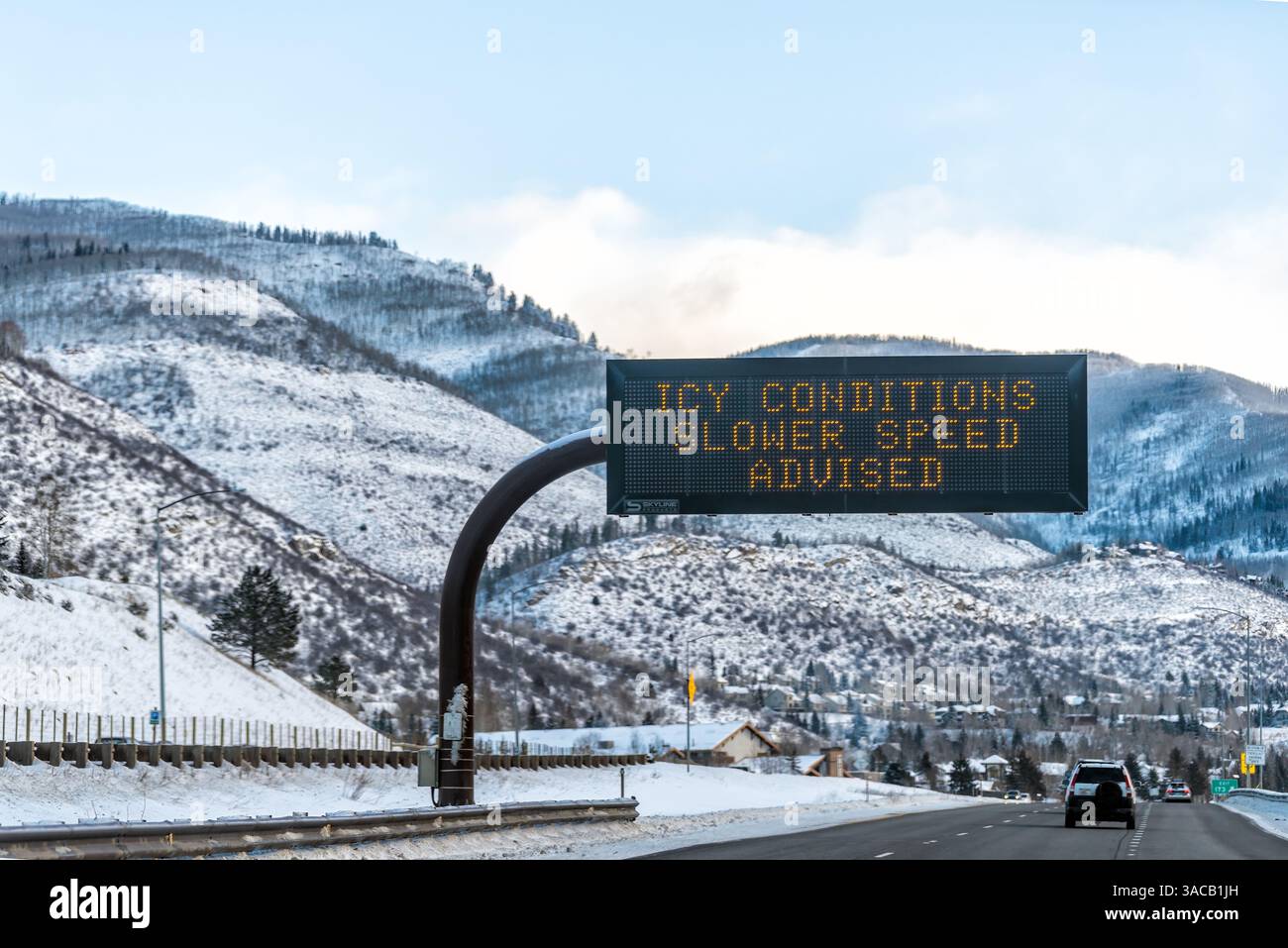 Vail, Colorado rocky mountains on Interstate i70 cars to ski resorts