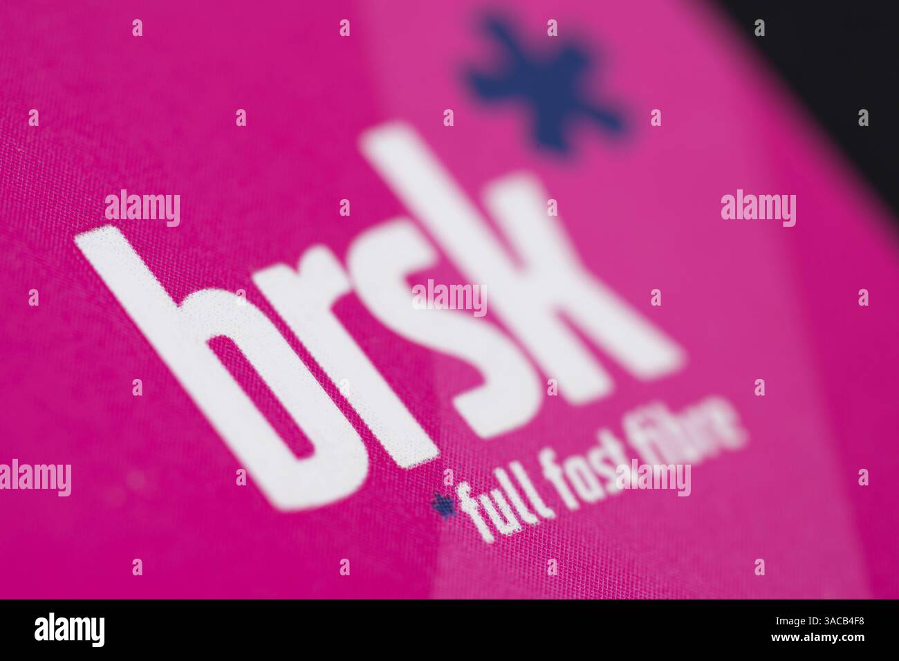 A close up of the brsk logo on a promotional flyer Stock Photo