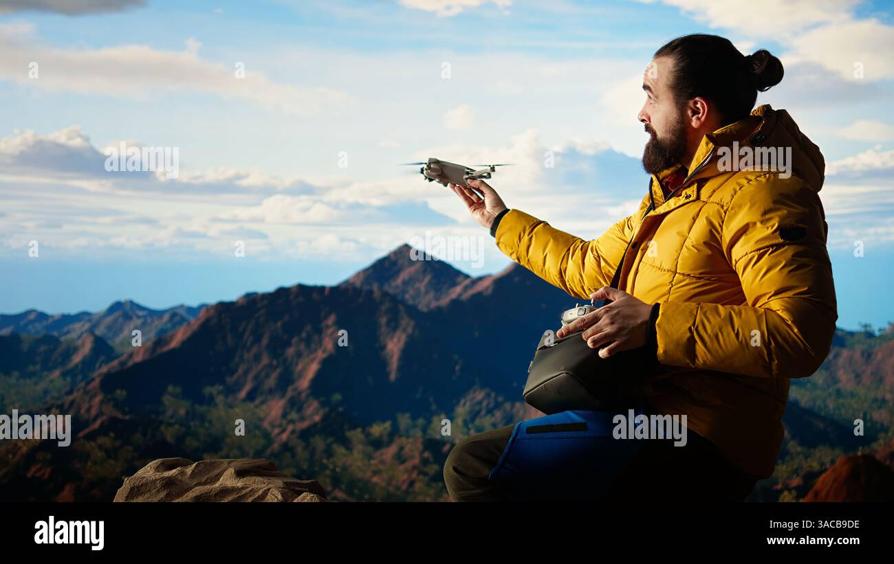 Aerial footage captures mountain range hi-res stock photography and ...