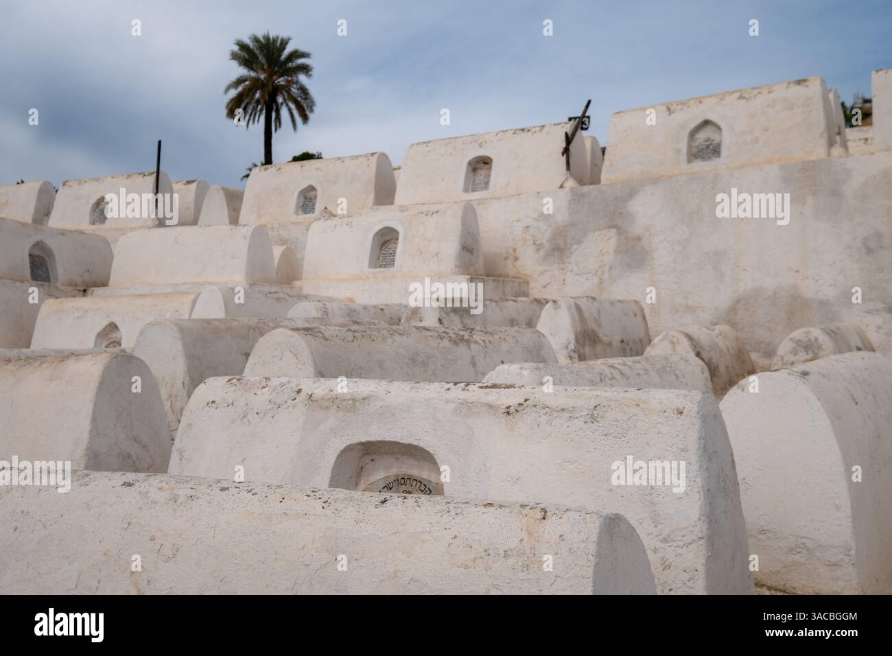 White painted gravestones in the historic Jewish Cemetery in the Mellah ...
