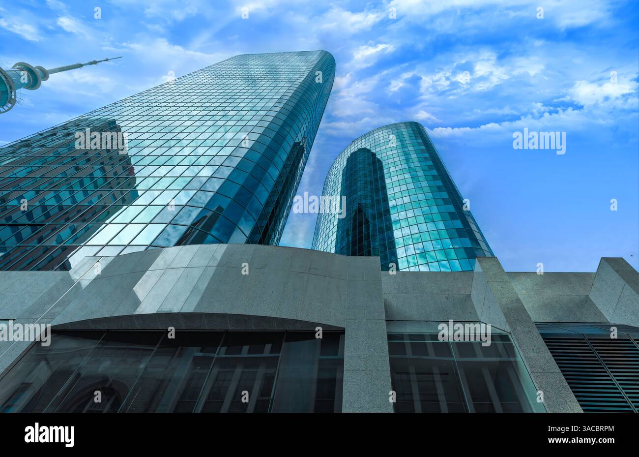 Scenic panoramic views of Auckland skyline and financial downtown city center. Stock Photo