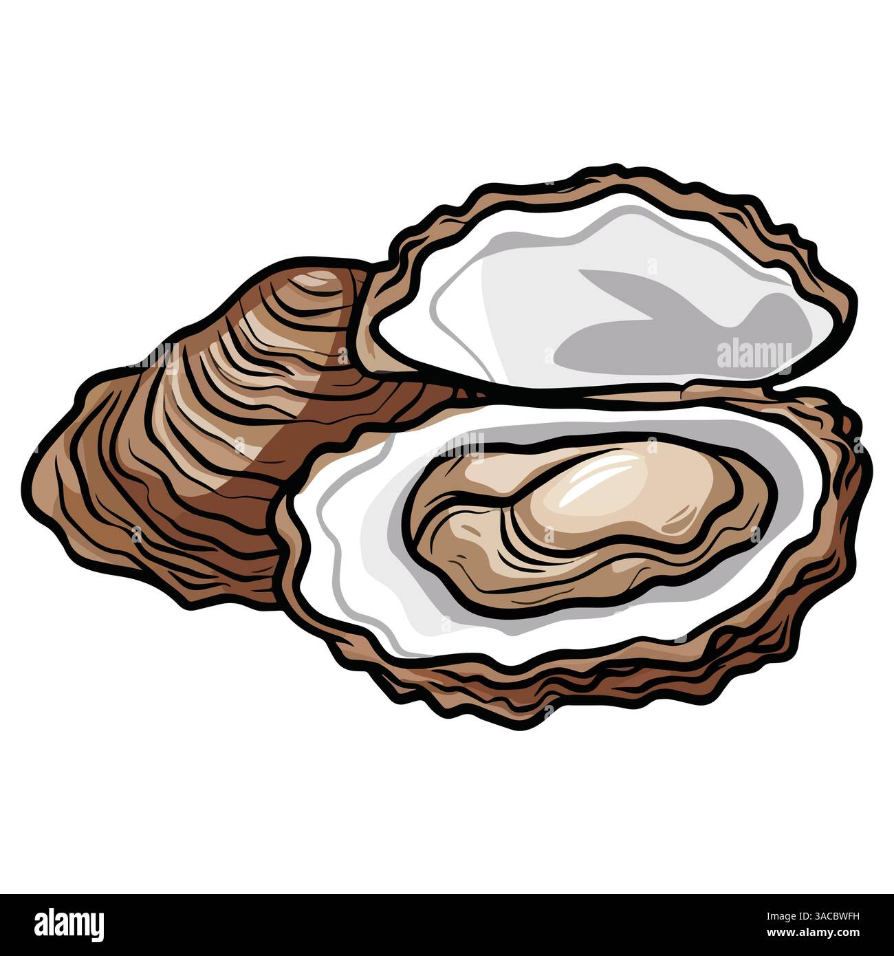 Cartoon oyster icon, raw seafood snack. Ideal for restaurant menus ...