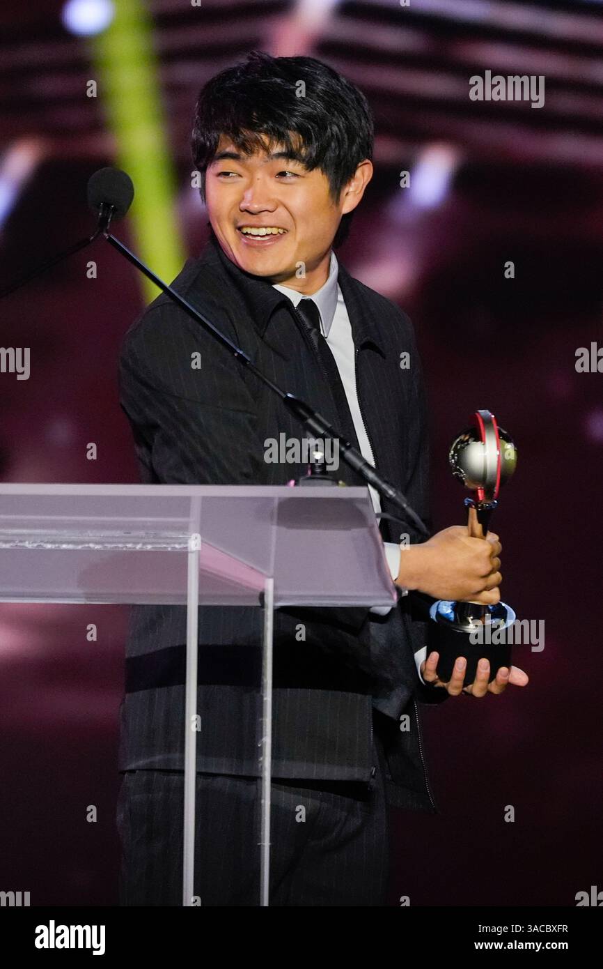 Ben Wang accepts the star of tomorrow award at the Big Screen ...