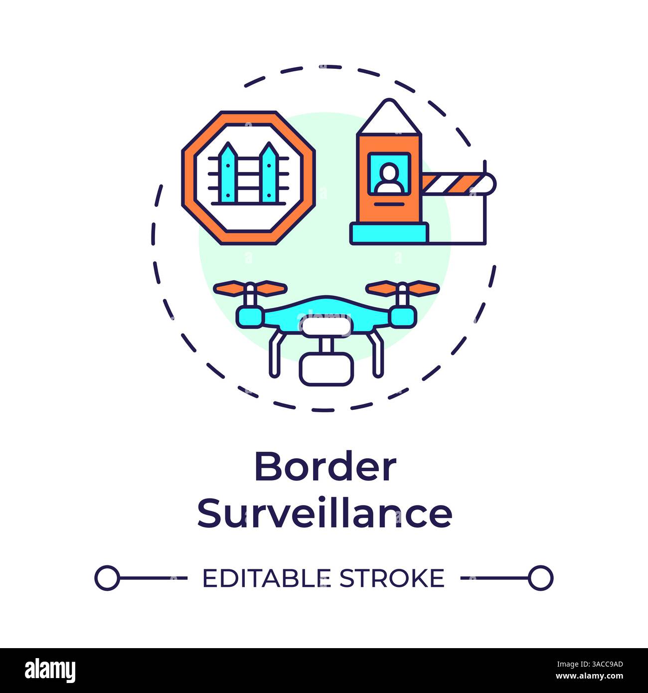 Border surveillance multi color concept icon Stock Vector