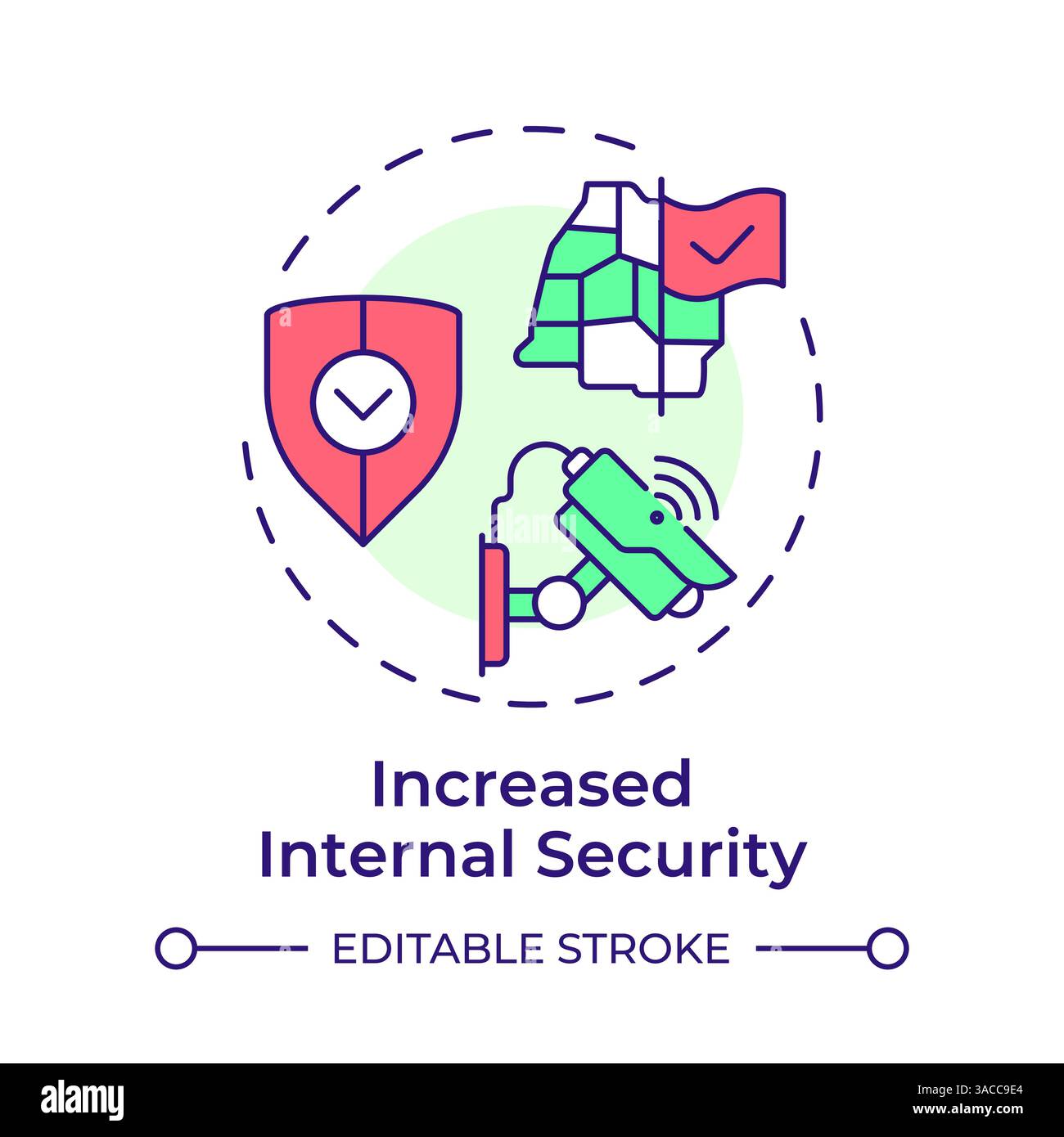 Increased internal security multi color concept icon Stock Vector