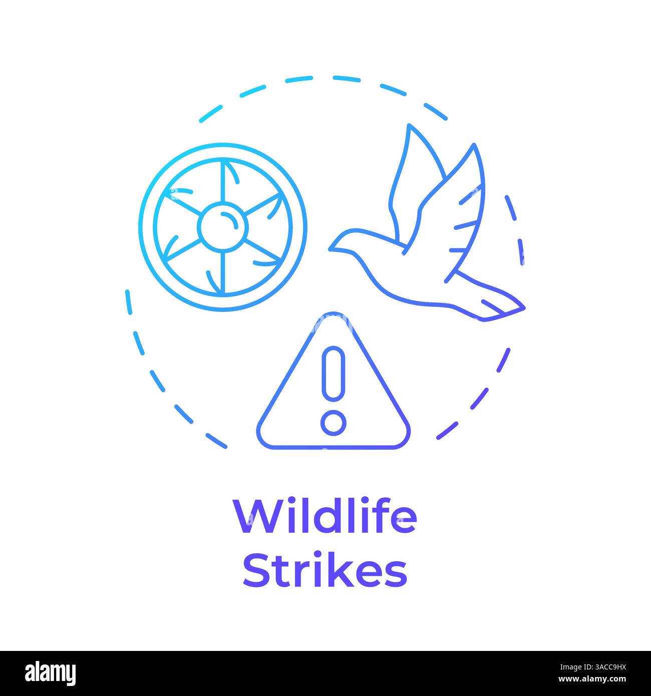 Wildlife strikes blue gradient concept icon Stock Vector