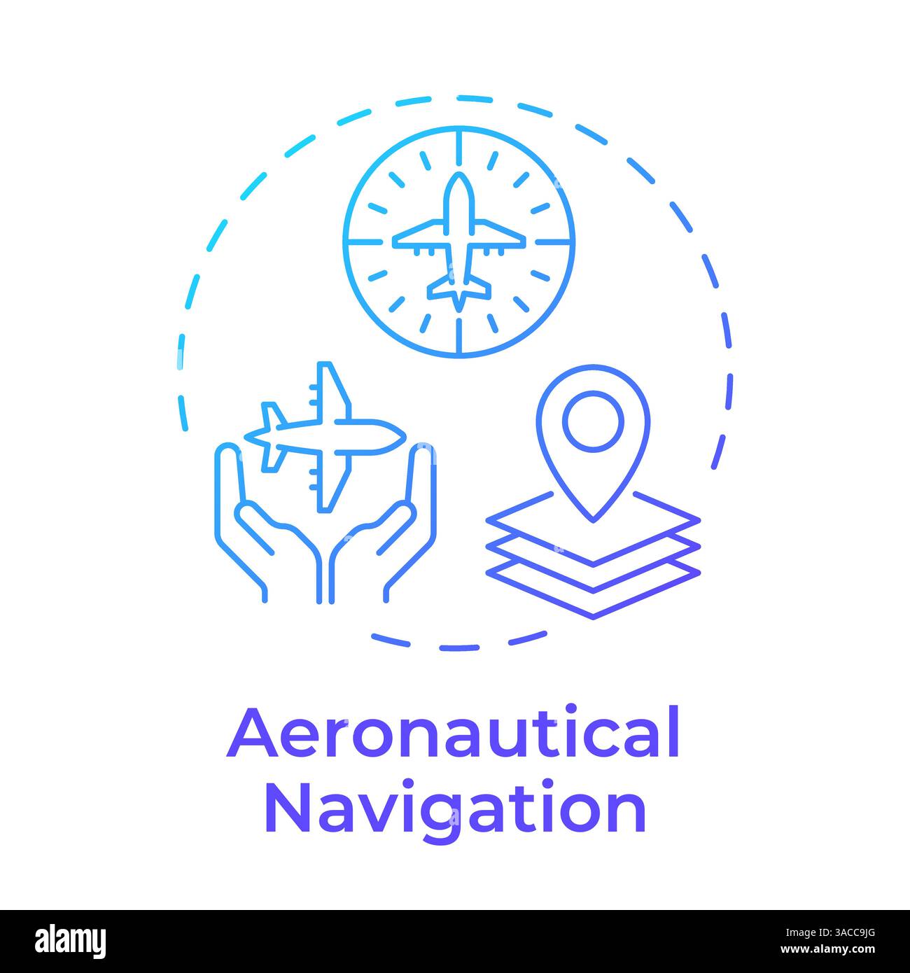 Aeronautical navigation blue gradient concept icon Stock Vector