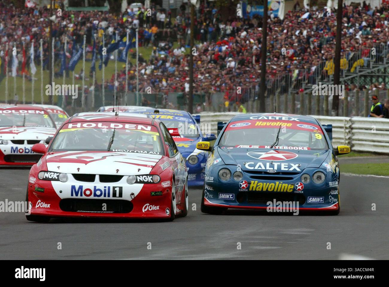 L to R): Pole sitter Mark Skaife (AUS) Holden Racing Team Holden ...