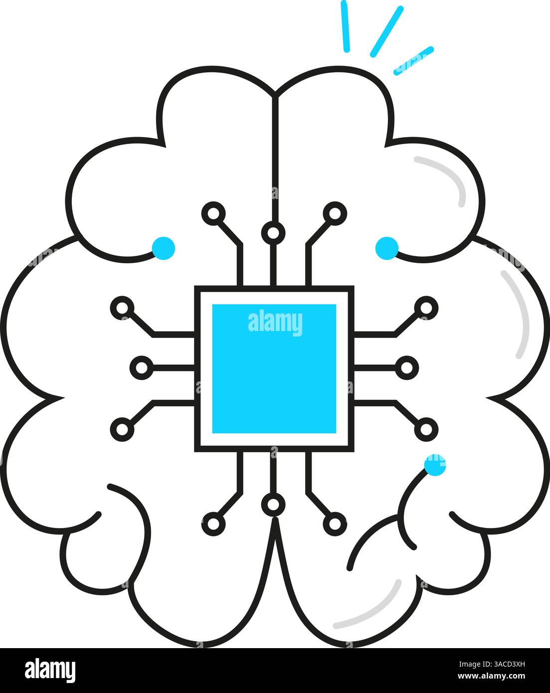Artificial intelligence AI, including cybernetics, machine learning, robotics icon line vector, AI problem-solving, algorithms, and AI technology Stock Vector