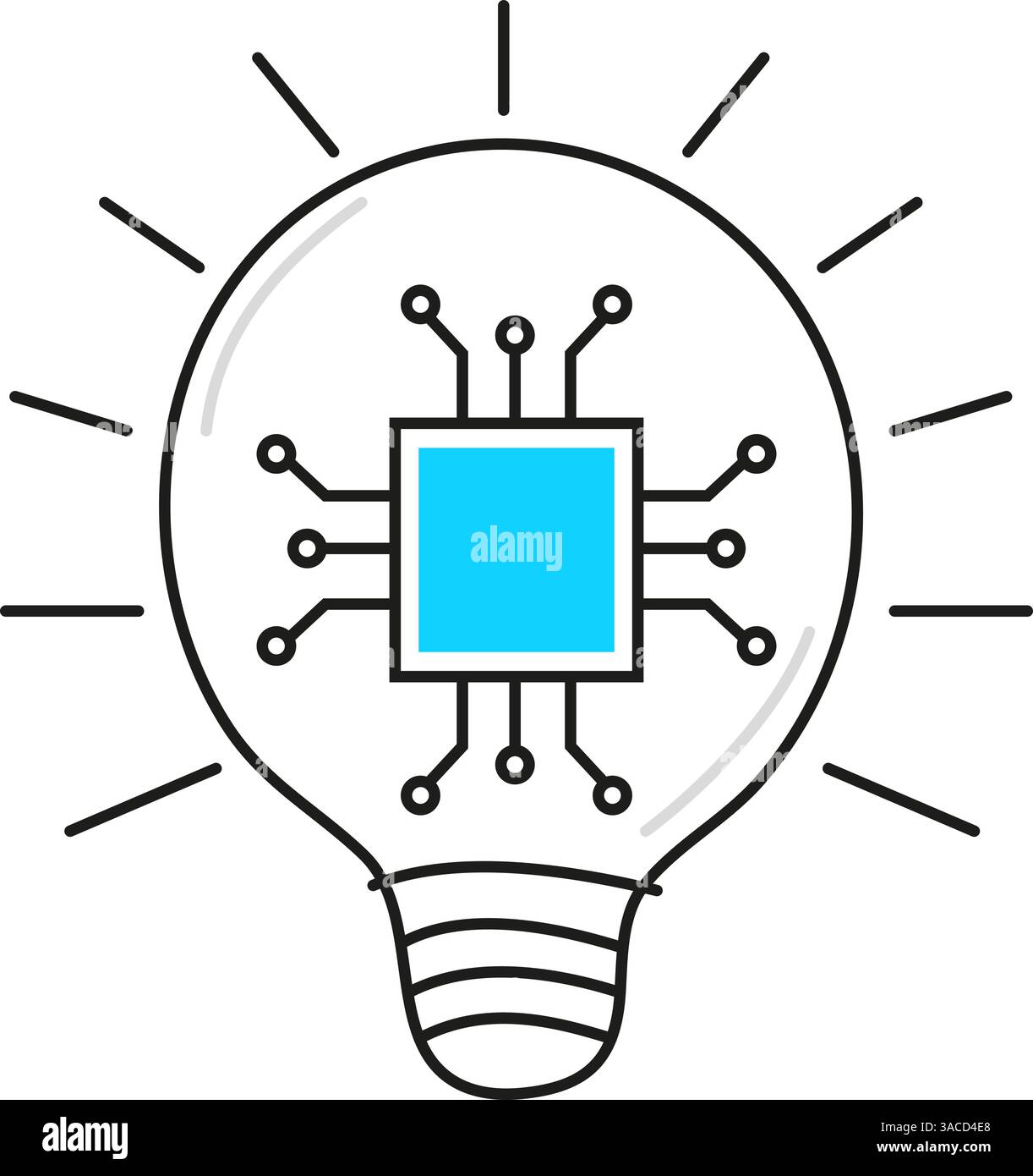 Artificial intelligence AI, including cybernetics, machine learning, robotics icon line vector, AI problem-solving, algorithms, and AI technology Stock Vector