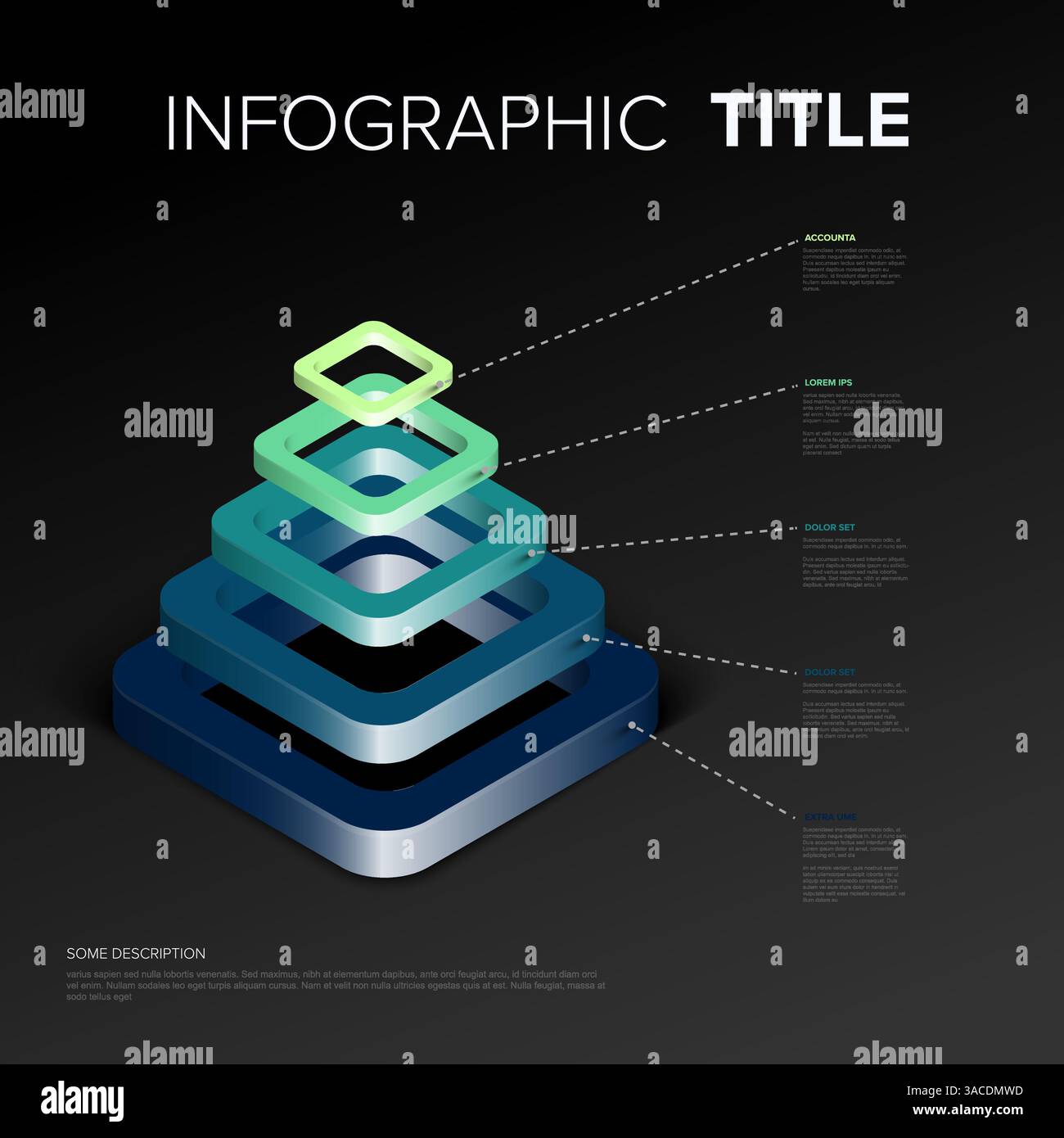 This vibrant layered 3D infographic pyramid diagram uses a colorful ...