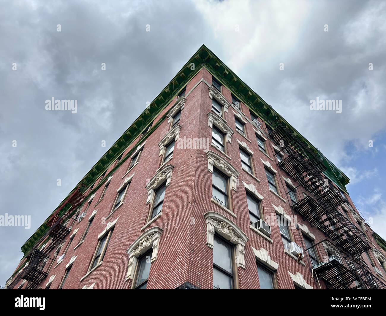 Historic red brick building downtown hi-res stock