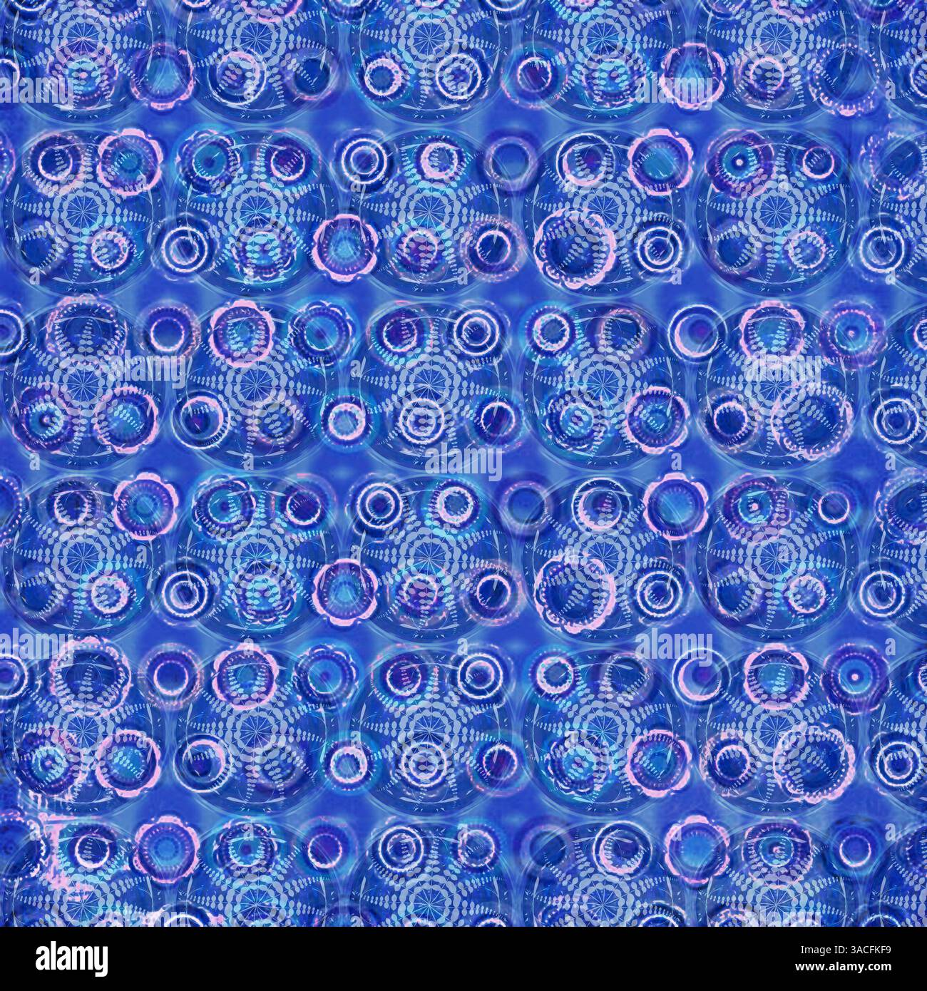 Abstract Background with Circle Mandalas Pattern in Dark Blue Stock Photo