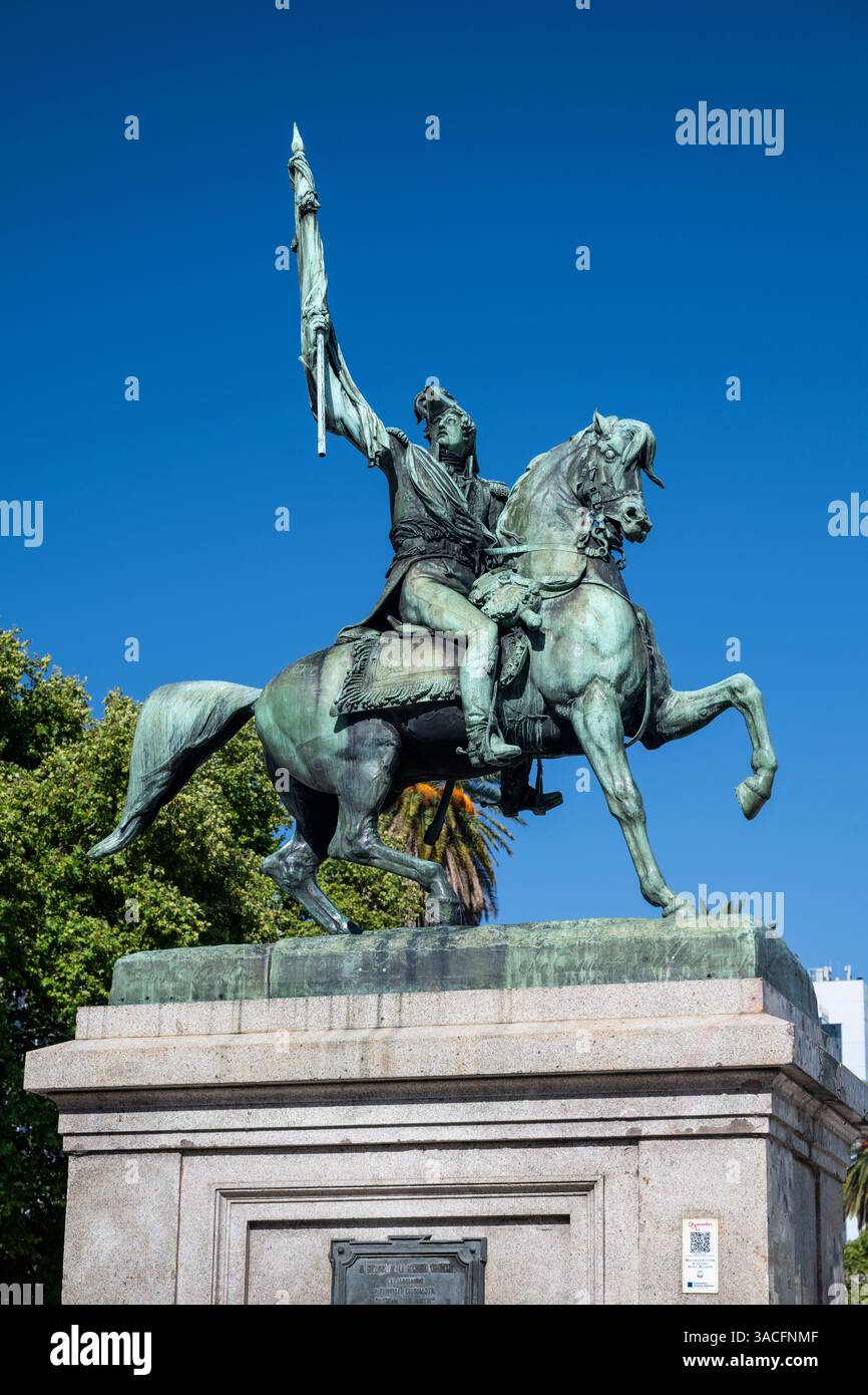 Horse rider statue in central Buenos Aires, Argentina Stock Photo