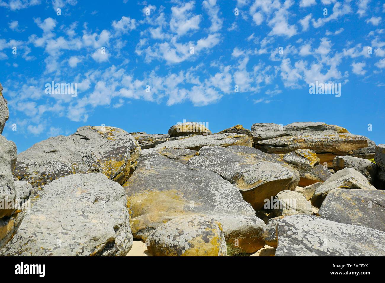 Natural Stone Landscape: Large Rock Formation Under a Blue Sky Stock ...