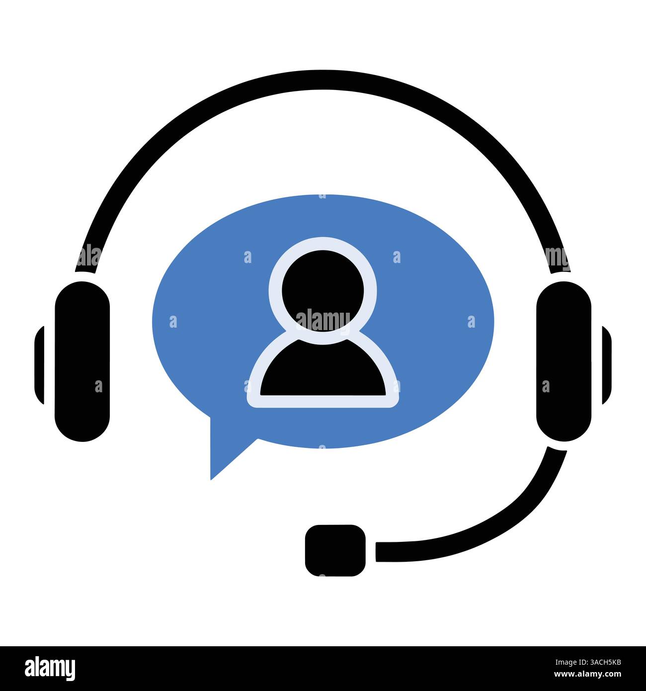Customer support helpdesk icon. Abstract headset with speech bubble, assistant operator symbol, hotline communication emblem. Flat modern vector desig Stock Vector