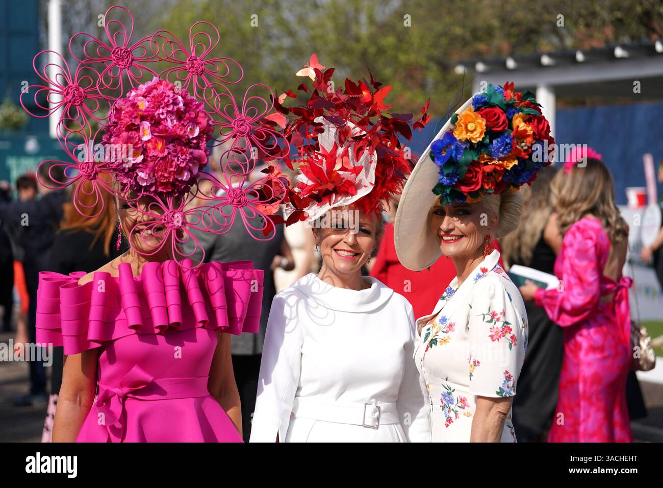 Randox Races Racegoers pose for photographs on day two of the Randox Grand National ...