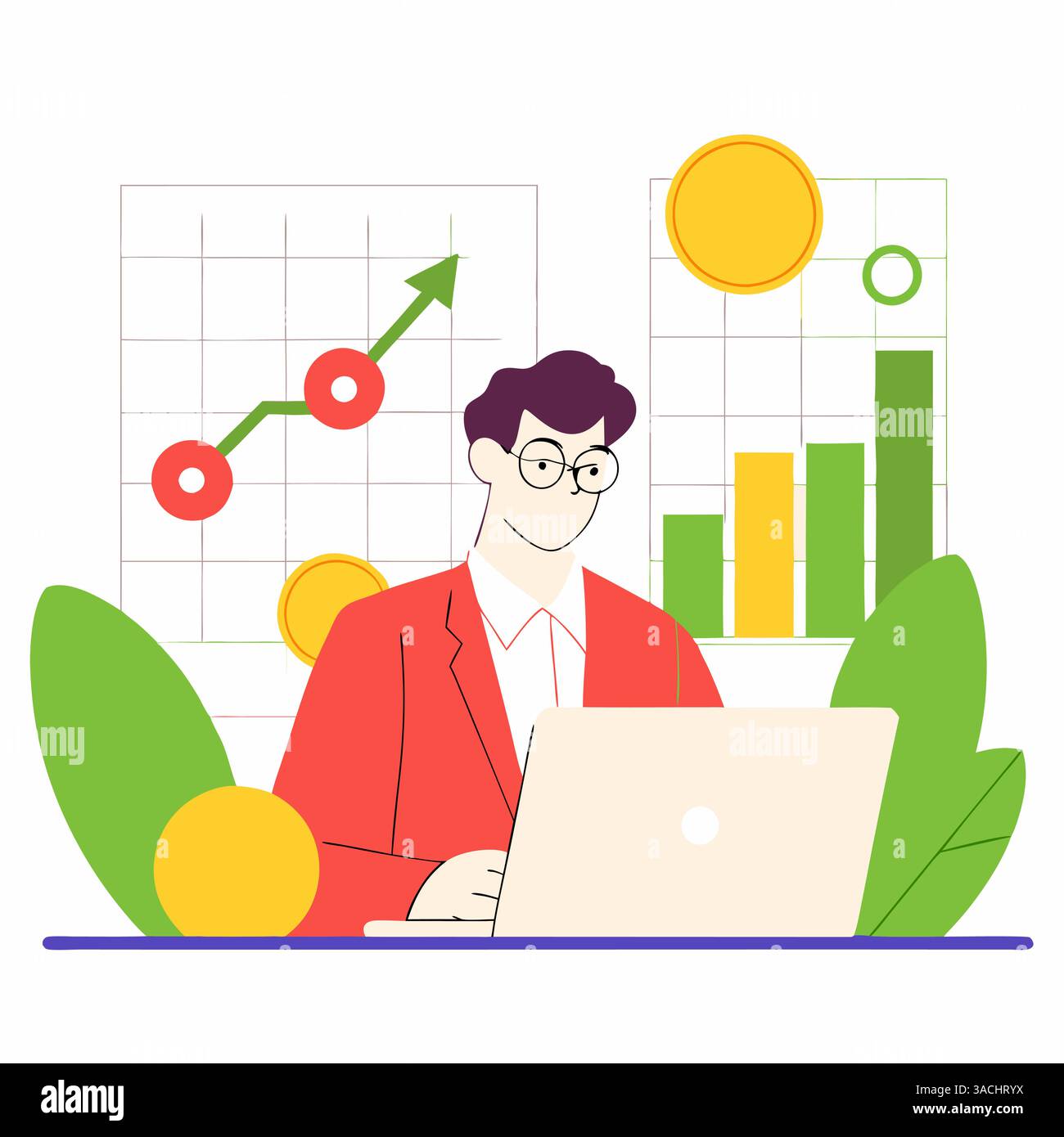 Diagram table study showing financial data analysis Stock Vector
