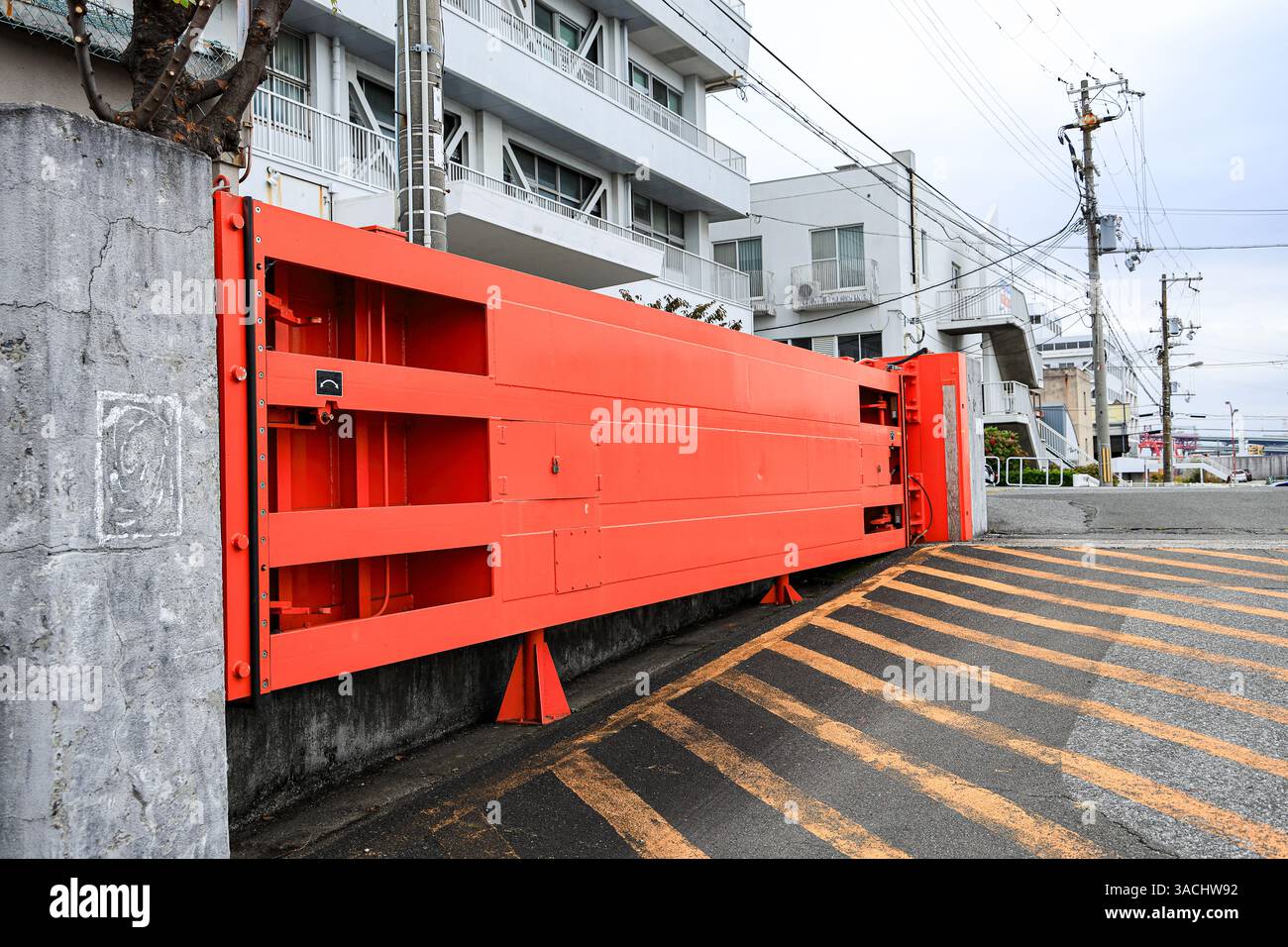 Japanese village tsunami wall