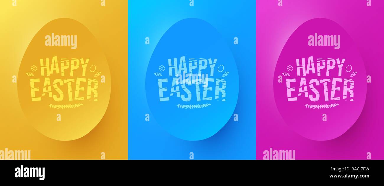 Set of modern minimalistic Easter eggs. Vector illustration Stock Vector