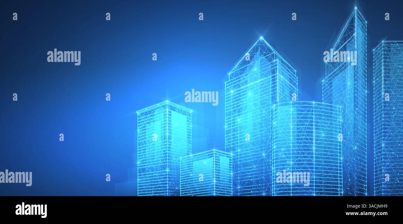 Smart city digital background. Building Technology, Futuristic ...