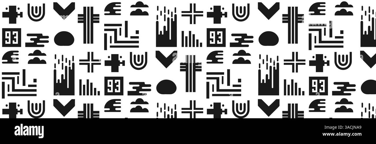 Seamless Abstract Geometric Pattern in Black and White with Modern ...